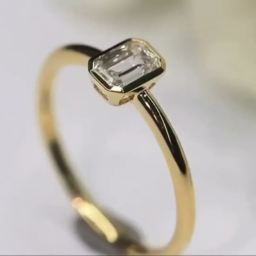 0,5 Karat Smaragdschliff-Lab-Diamant-Lünettenring