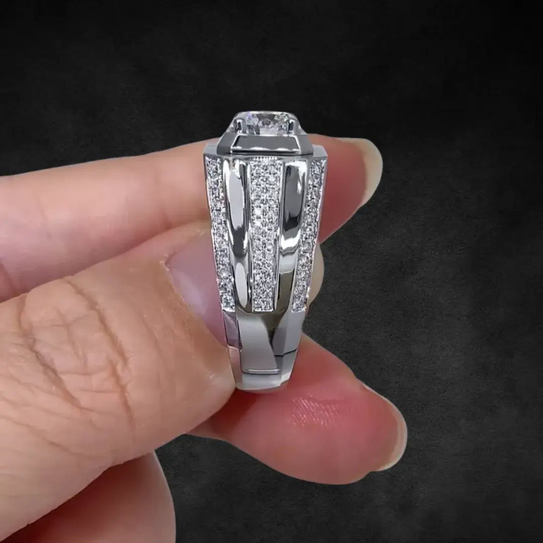 Runder Labordiamant Herren-Verlobungs- und Ehering