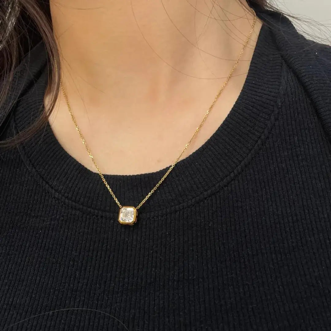 2 Carat Asscher Cut Lab Diamond Pendant Necklace