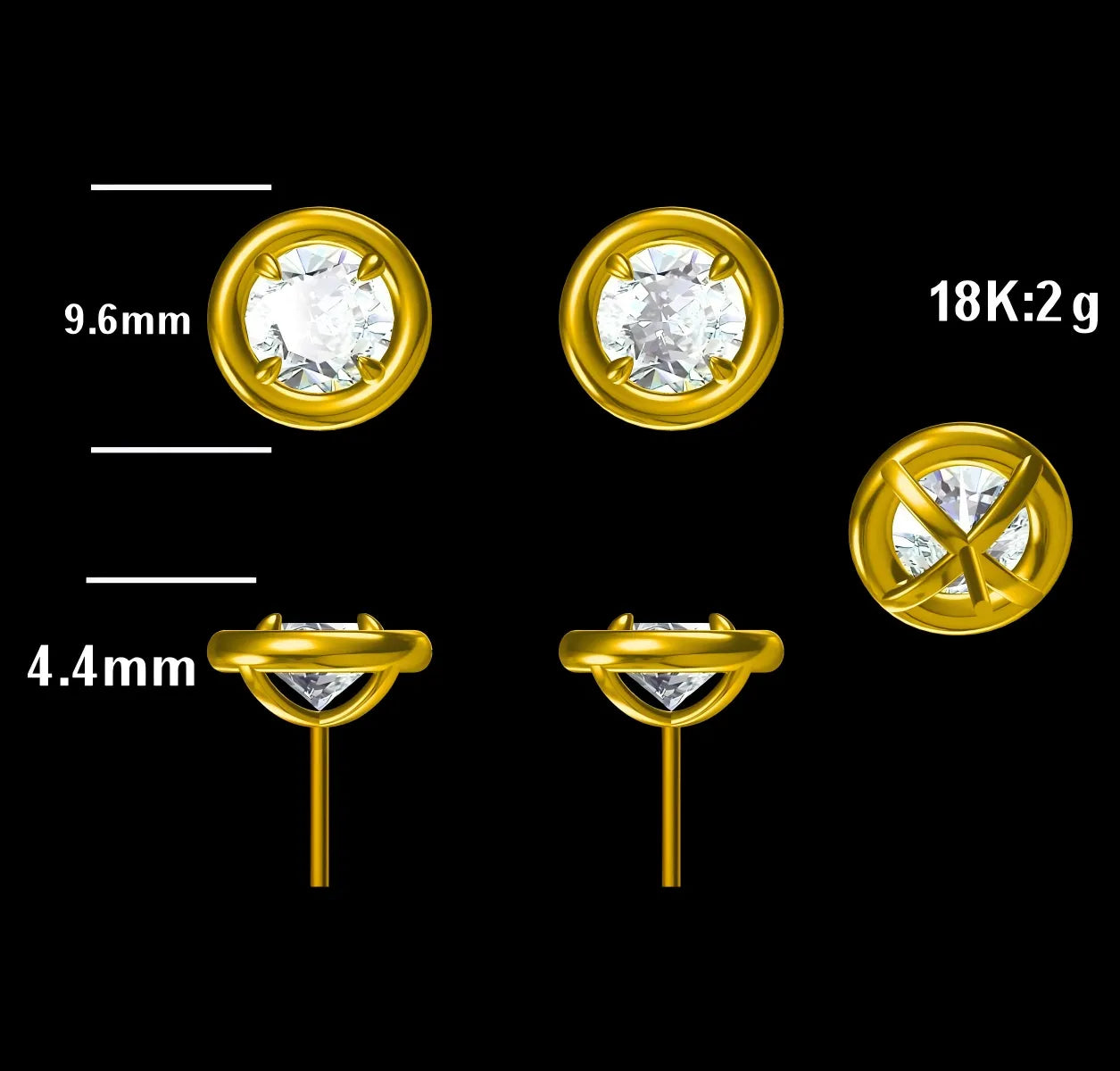 Runde Ohrstecker mit Laborgezüchteten Diamanten im Bezel-Fassung (2,01 ct. tw.)