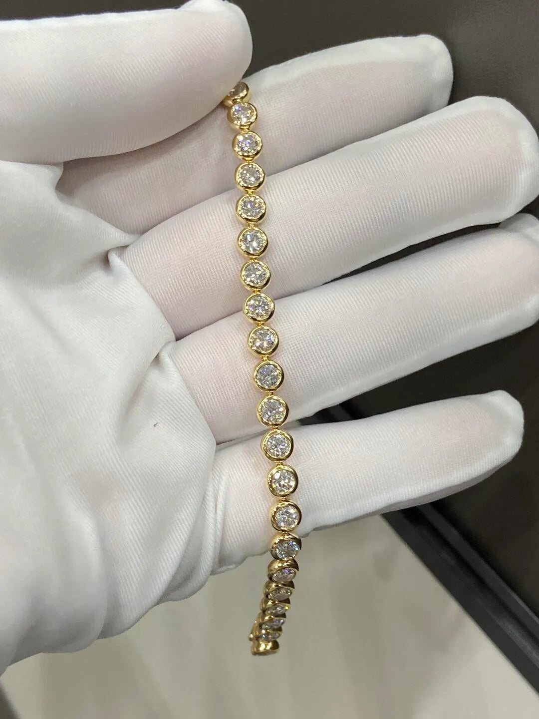 Bezel Round Lab Grown Diamond Tennis Bracelet