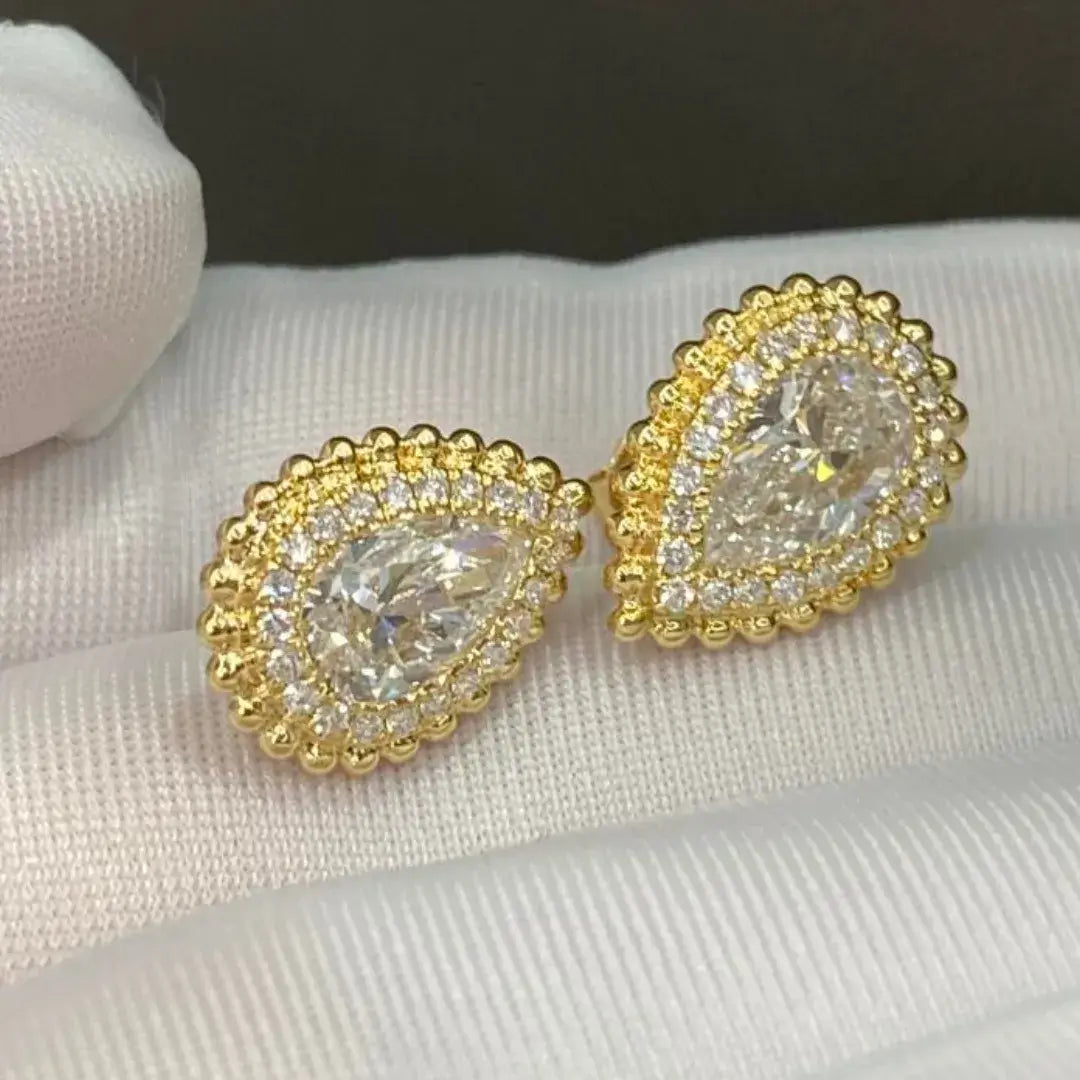 Unique Pear Cut Lab Diamond Teardrop Stud Earrings (2.00 Ct. Tw.)