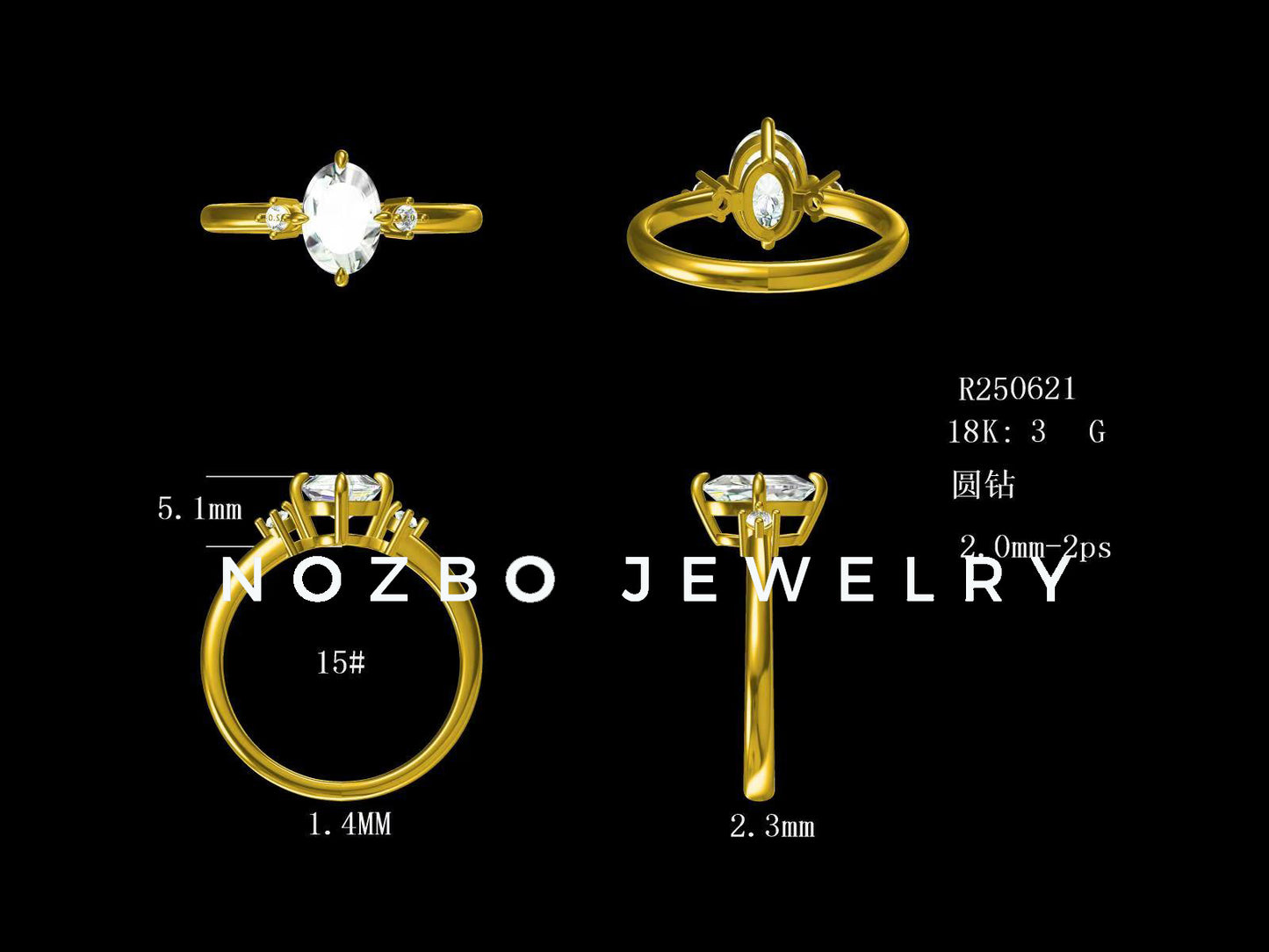 Oval Cut Lab Diamond Three Stone Ring