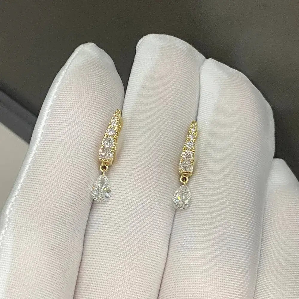 Pear Cut Lab Diamond Hoop Earrings