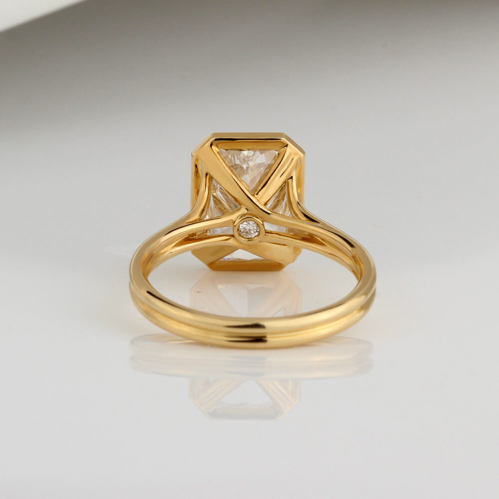 4 Karat Labordiamant Radiant Bezel Ring 14K Gold