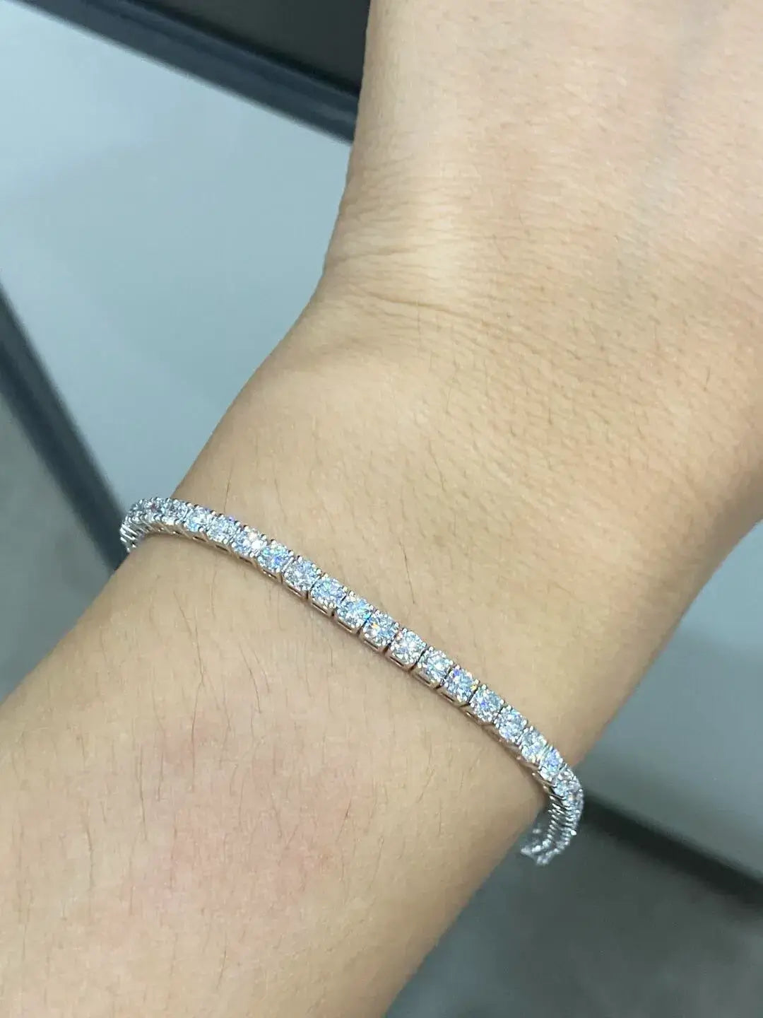 Round Lab Grown Diamond Tennis Bracelet