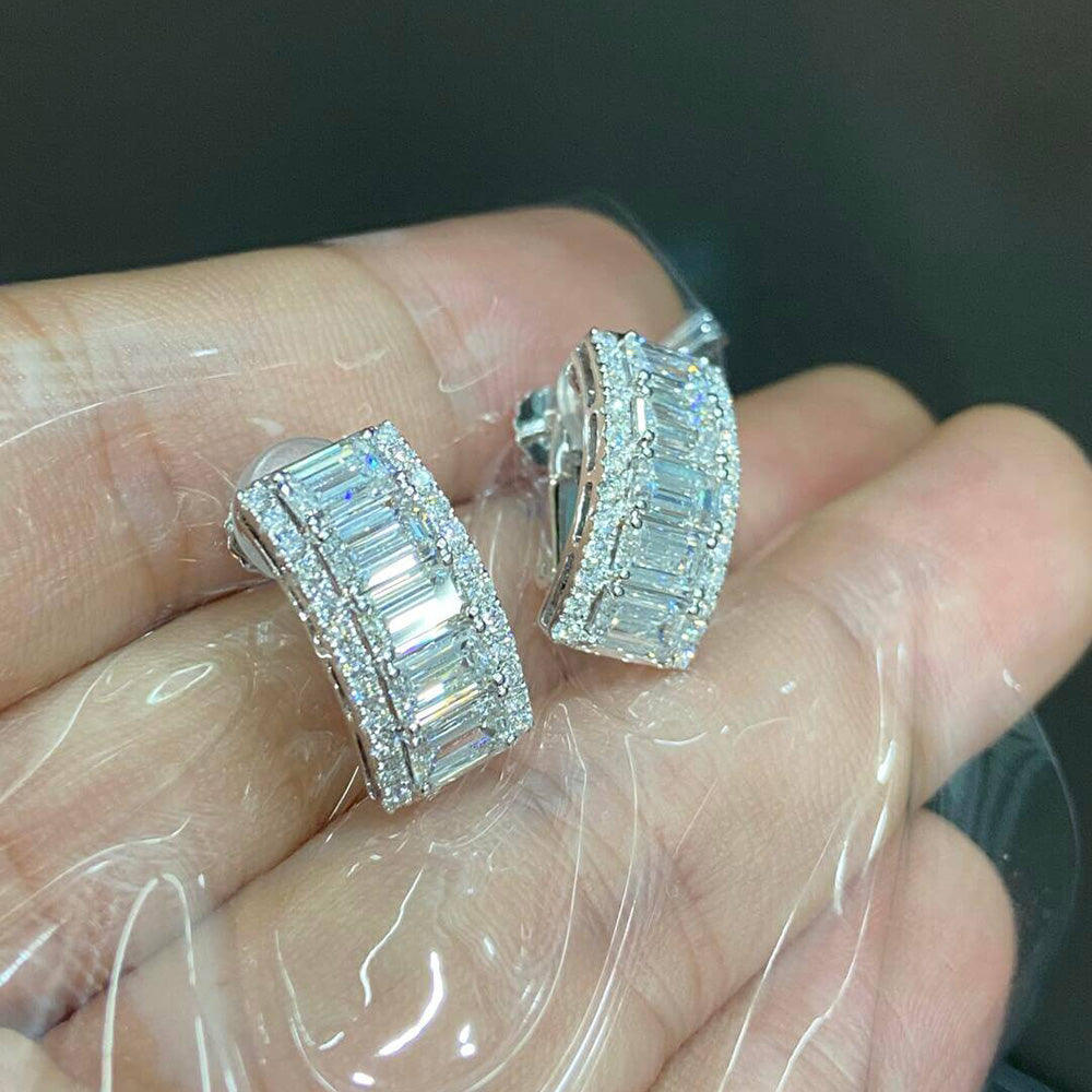 Emerald Cut Lab Diamond Clip-On Earrings