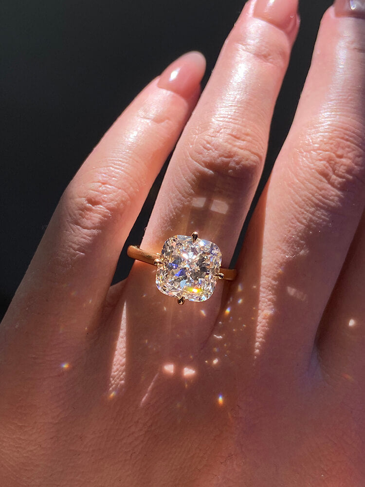 5 Karat Cushion Cut Labor Diamant Ring 14K Gold