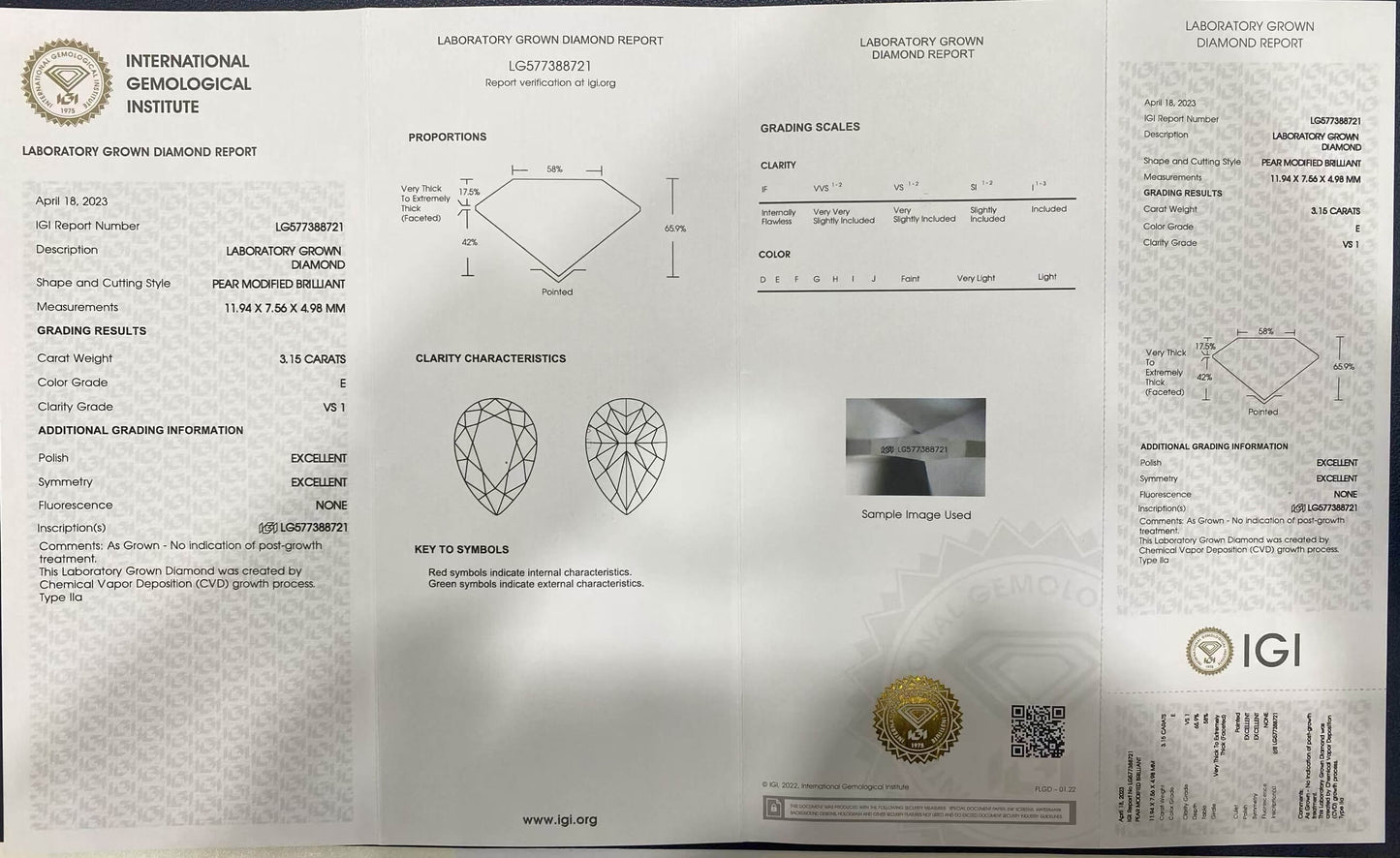 Im Labor gezüchteter birnenförmiger Diamant mit 3,15 Karat E-VS1