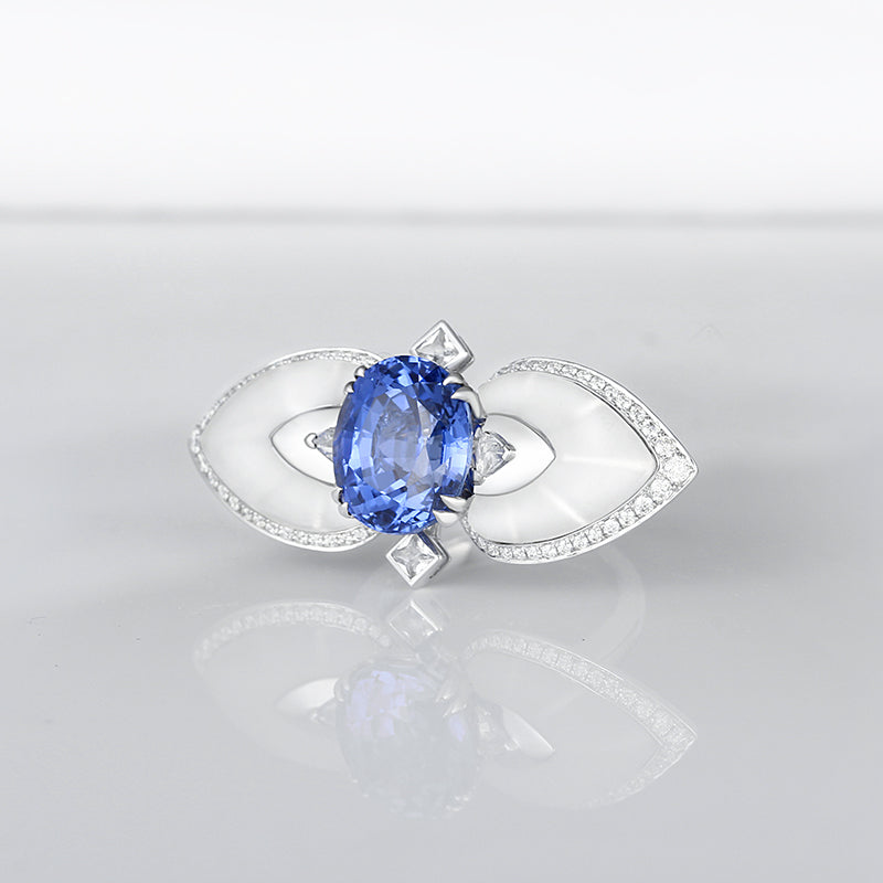 Im Labor gezüchteter Saphirring 14K Gold