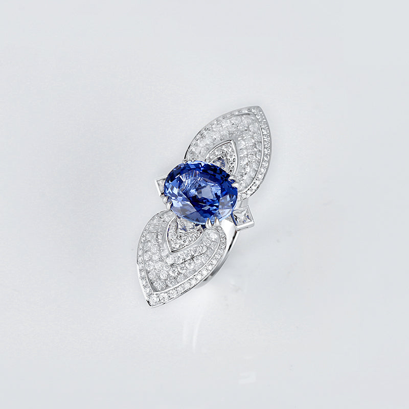 Lab-Grown Sapphire and Diamond Cocktail Ring 14K Gold