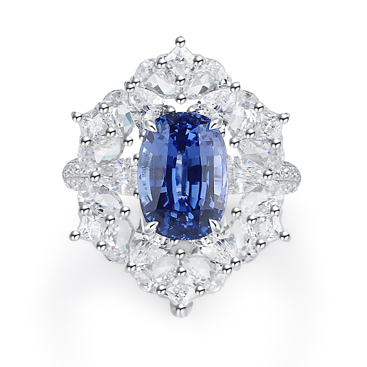 Versatile Lab Sapphire and Diamond Convertible Ring/Pendant 14K