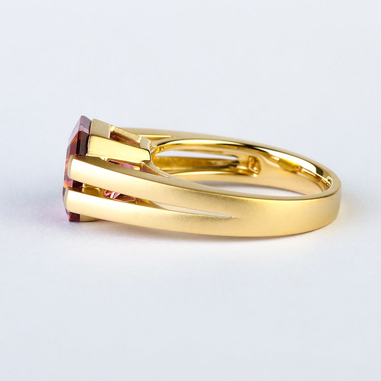 Lab Saphir Herrenring | 14K Gold Sonnenuntergang Chunky Ring
