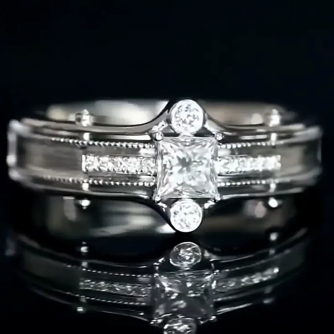 0.4ct Princess Cut Lab-Grown Diamond Men's Ring – Vintage Royal Style
