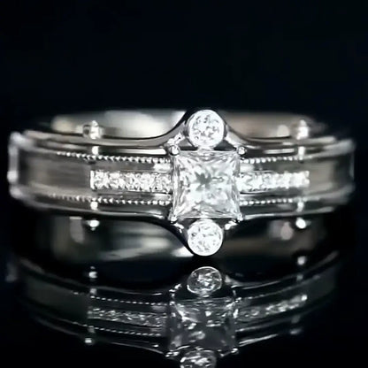 0.4ct Princess Cut Lab-Grown Diamond Men's Ring – Vintage Royal Style