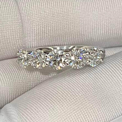 1.5 TCW Round Cut 5 Stone Lab Grown Diamond Ring Wedding Band