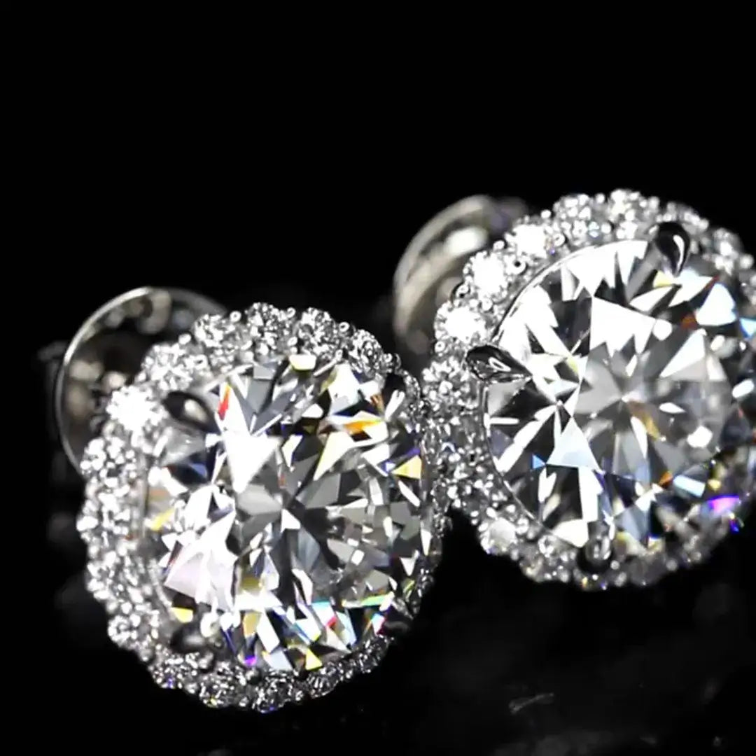 10CTW Brilliant Halo Round Lab Grown Diamond Studs Earrings