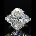 10 CT Oval and Half Moon Lab Grown Diamond Three Stone Engagement Ring
