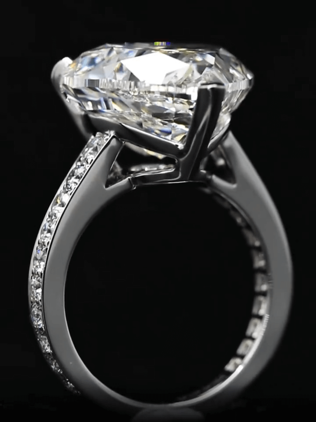 10 Carat Heart Shape Lab Grown Diamond Pave Engagement Ring