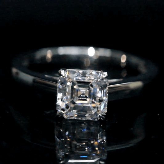 1 Carat Asscher Cut Lab Grown Diamond Solitaire Ring