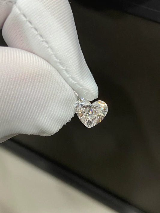 1 Carat Heart Shape Drilled Lab Grown Diamond Pendant