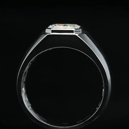 2 Carat Asscher Cut Lab Diamond Men's Ring