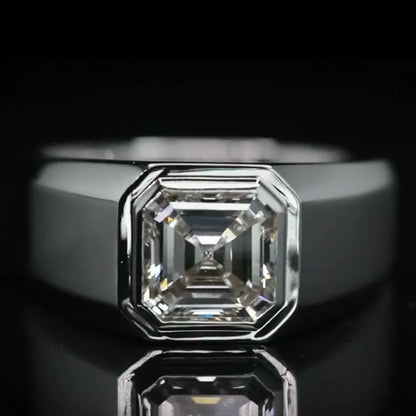 2 Carat Asscher Cut Lab Diamond Men's Ring
