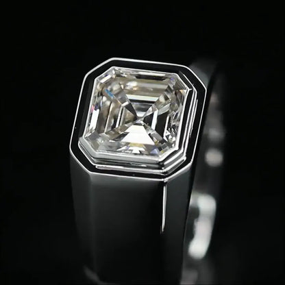 2 Carat Asscher Cut Lab Diamond Men's Ring