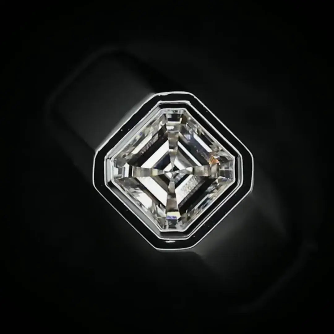 2 Carat Asscher Cut Lab Diamond Men's Ring