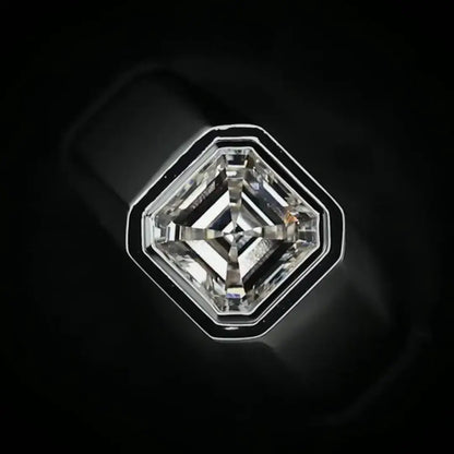 2 Carat Asscher Cut Lab Diamond Men's Ring