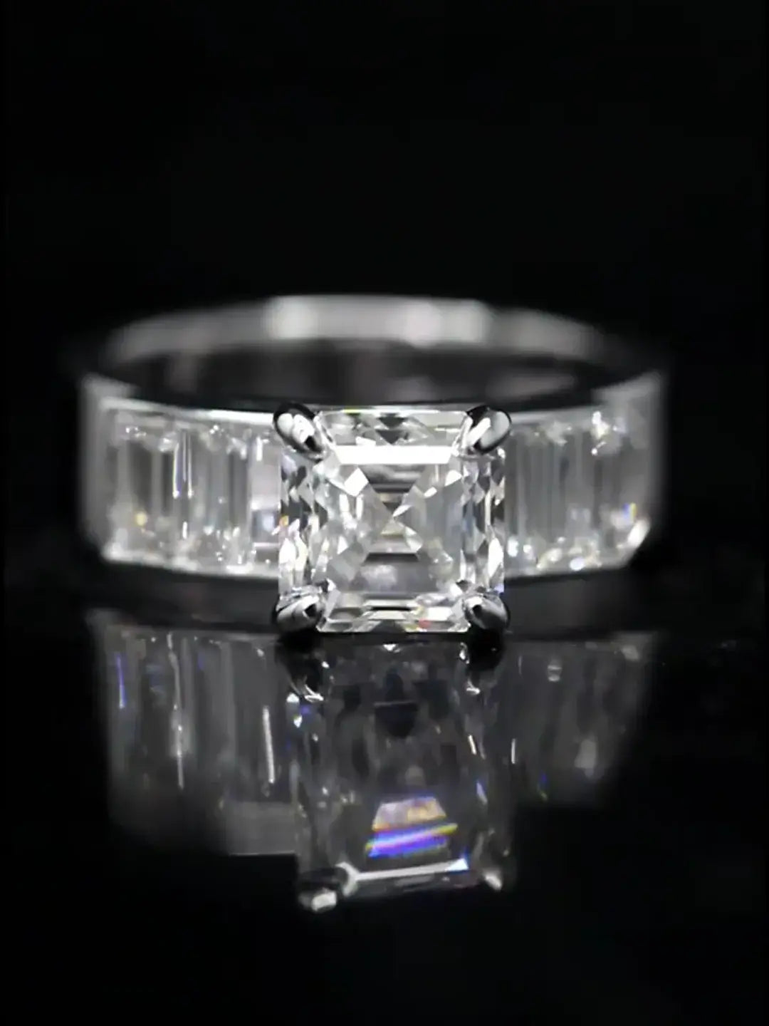 2 Carat Asscher Cut Lab Diamond Ring