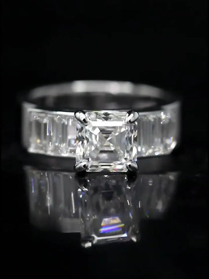 2 Carat Asscher Cut Lab Diamond Ring