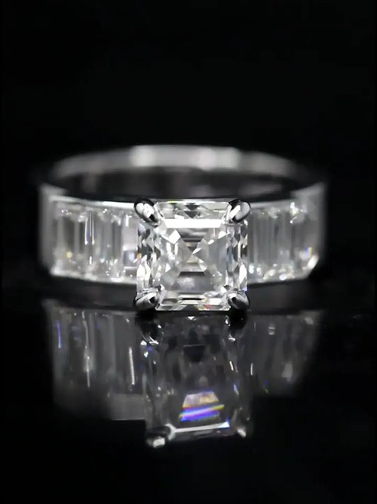 2 Carat Asscher Cut Lab Diamond Ring