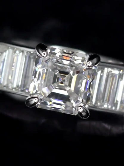 2 Carat Asscher Cut Lab Diamond Ring