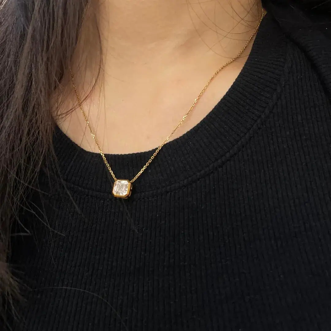 2 Carat Asscher Cut Lab Diamond Pendant Necklace