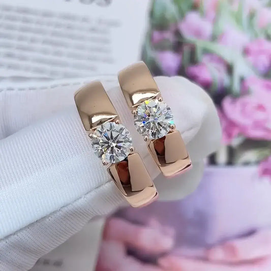 Alliances de couple en or 18 carats avec diamants de laboratoire de 2 carats