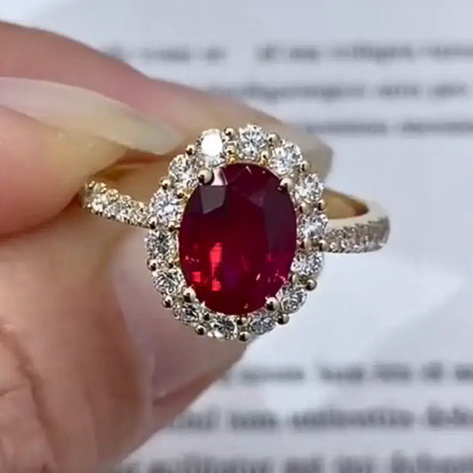 2-Karat-Rubinring mit im Labor gezüchteten Diamanten