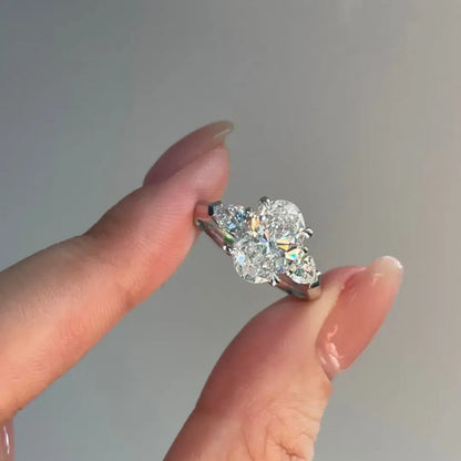 2 Carat Oval Lab Diamond Three Stone Ring