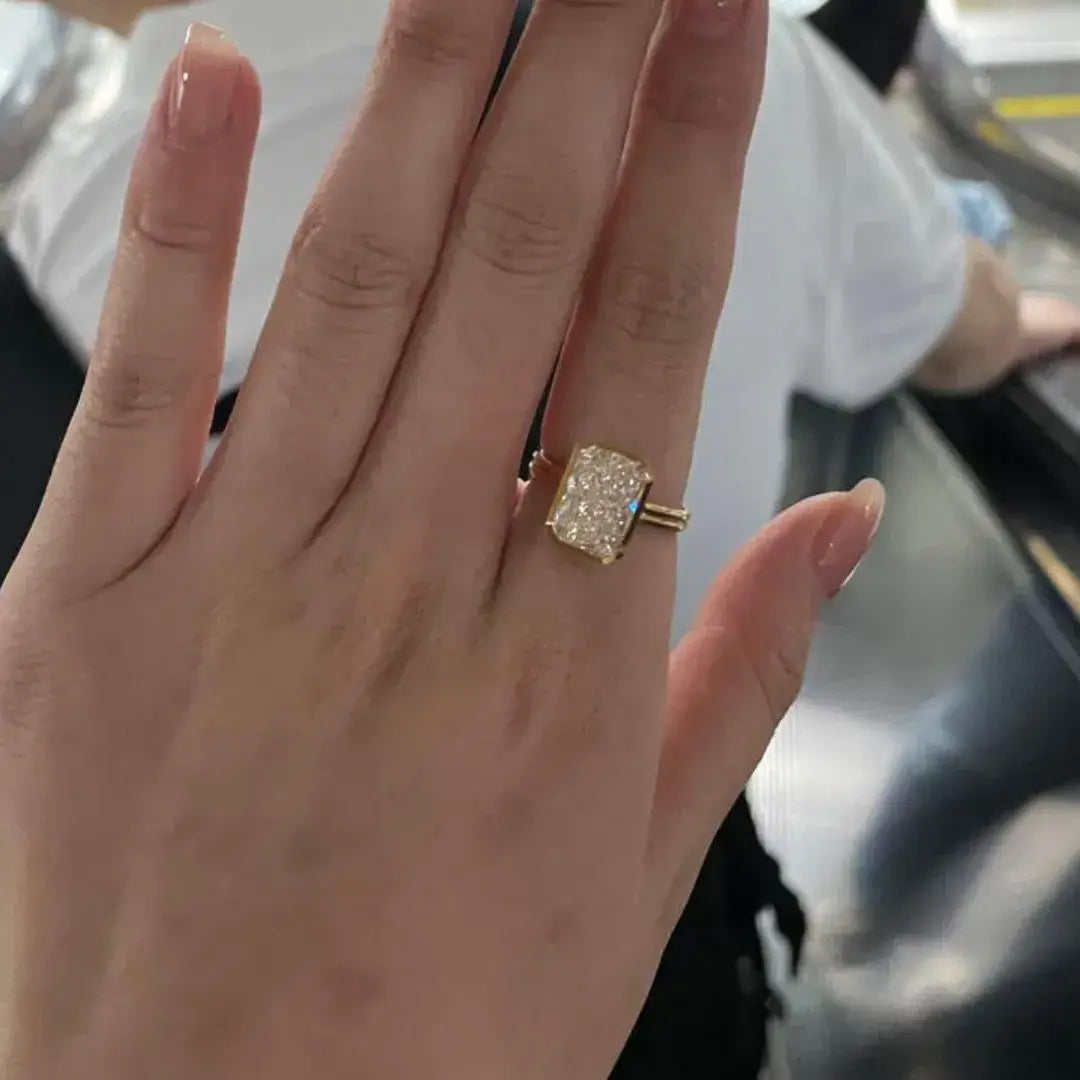 4.13 Carat Radiant Cut Lab Grown Diamond Bezel Ring