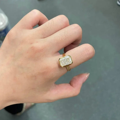 4.13 Carat Radiant Cut Lab Grown Diamond Bezel Ring