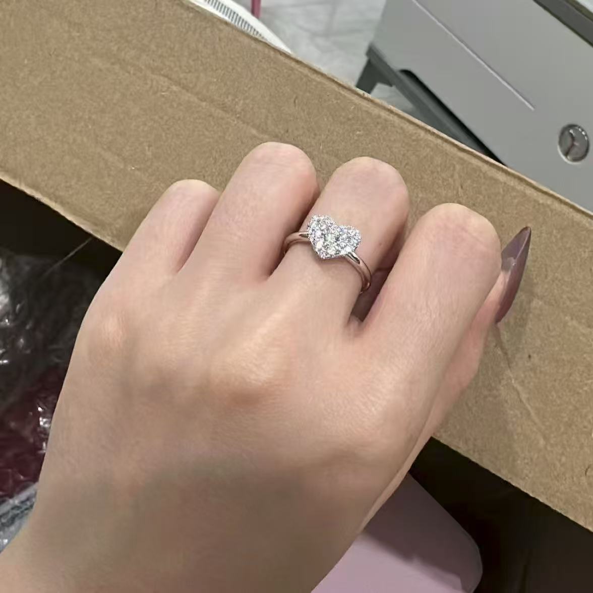 Pavé Heart Lab Diamond Engagement Ring