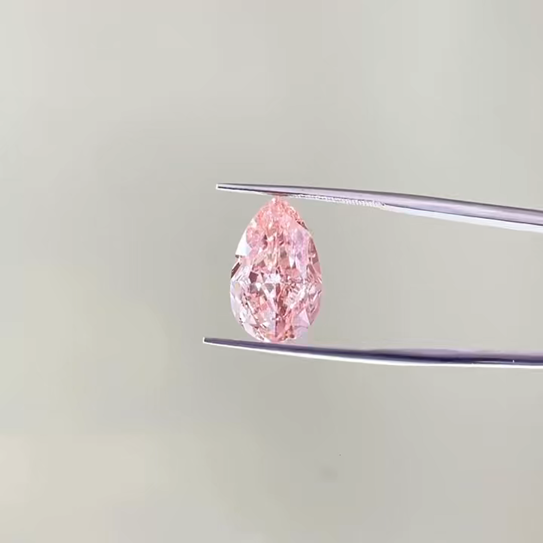 7.55 CARATS FANCY INTENSE PINK PEAR MODIFIED BRILLIANT LAB DIAMOND