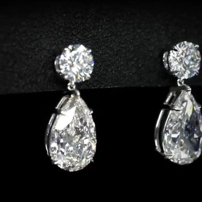 7.8 CTW  Pear and Round Lab Grown Diamond Earrings