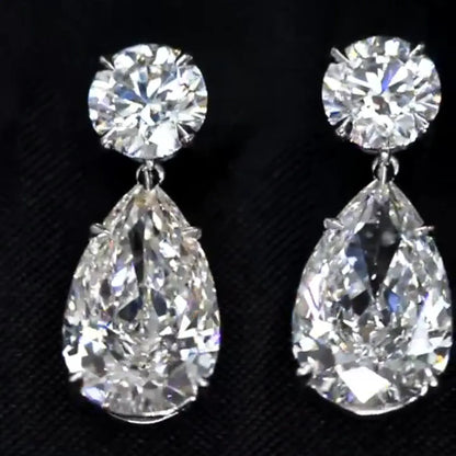 7.8 CTW  Pear and Round Lab Grown Diamond Earrings