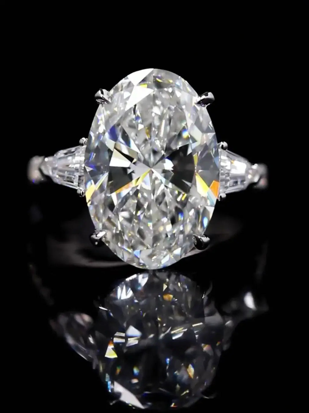 8 carat Pear Cut Lab Diamond Three Stone Ring