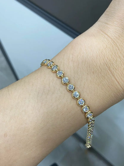 Bezel Round Lab Grown Diamond Tennis Bracelet