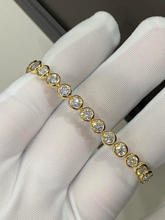 Bezel Round Lab Grown Diamond Tennis Bracelet