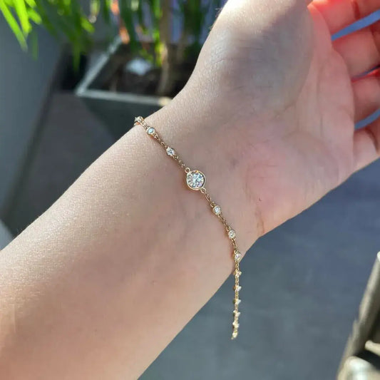 Bracelet chaîne avec sertissage de diamants ronds de laboratoire