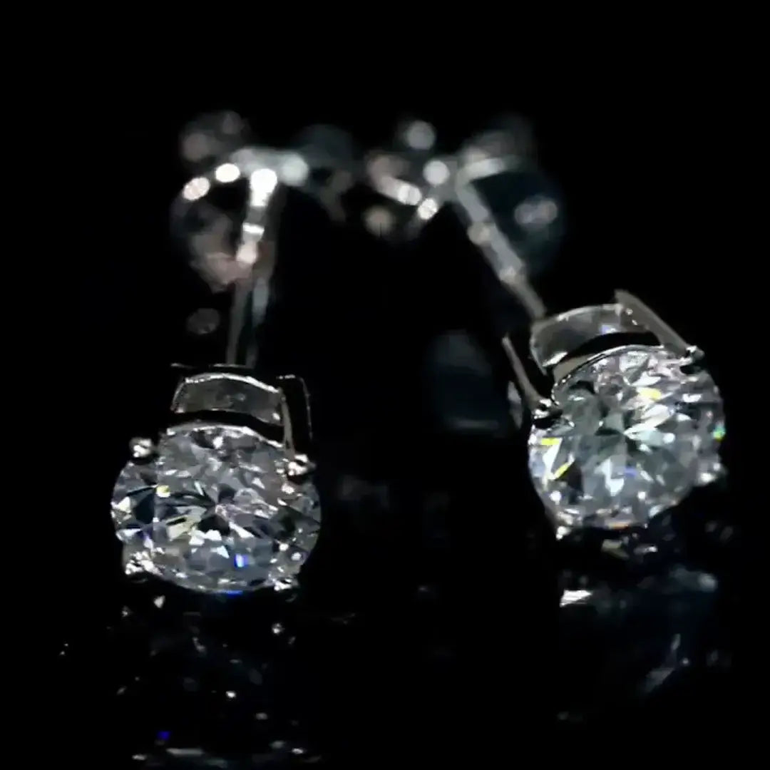 Classic Round Lab Grown Diamond Stud Earrings (1 CTW - D-F/ VS-VVS)