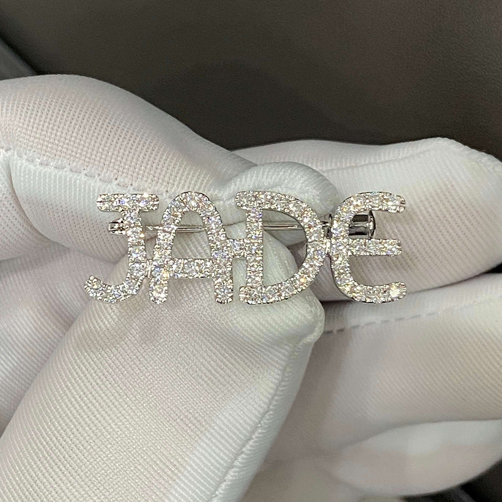 Lab-Grown Diamond Custom Name Brooch